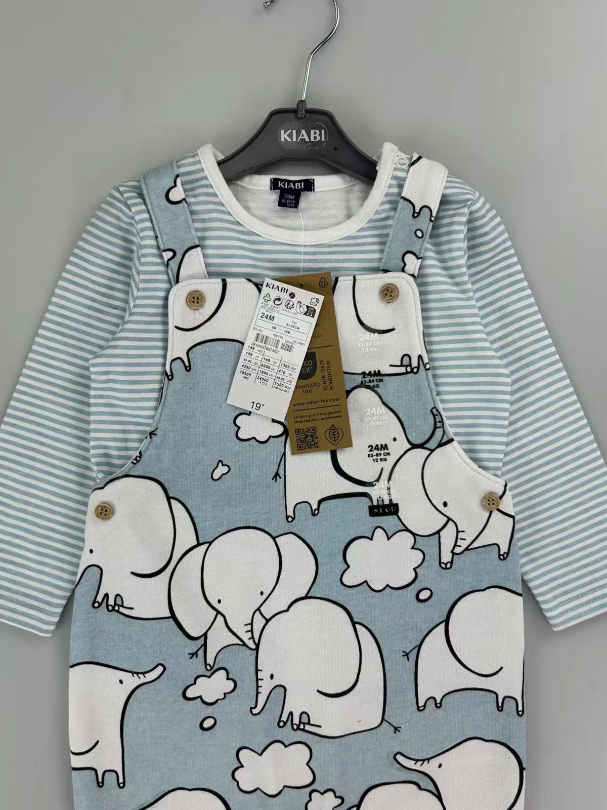 Little Dreamer Elephant Cloud Overall Set